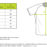 Dámské tričko kompresní APER – tabulka velikostí